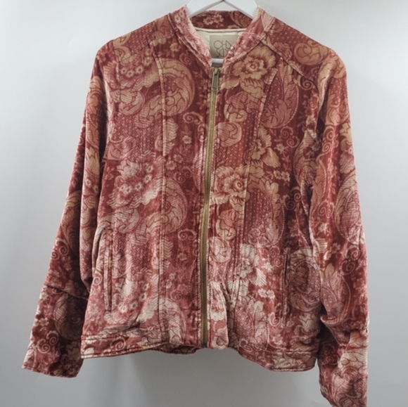 Rose Velvet Silk Tapestry Bomber Jacket Boho Revolve Chaser